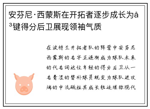 安芬尼·西蒙斯在开拓者逐步成长为关键得分后卫展现领袖气质